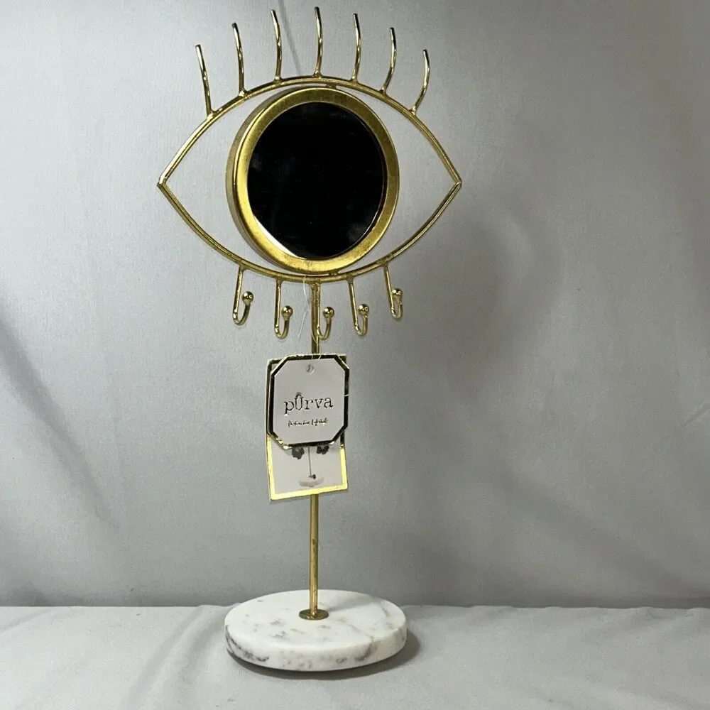 Purva Magic Eye Golden Jewelry Mirror Display New With Tags Marble Base